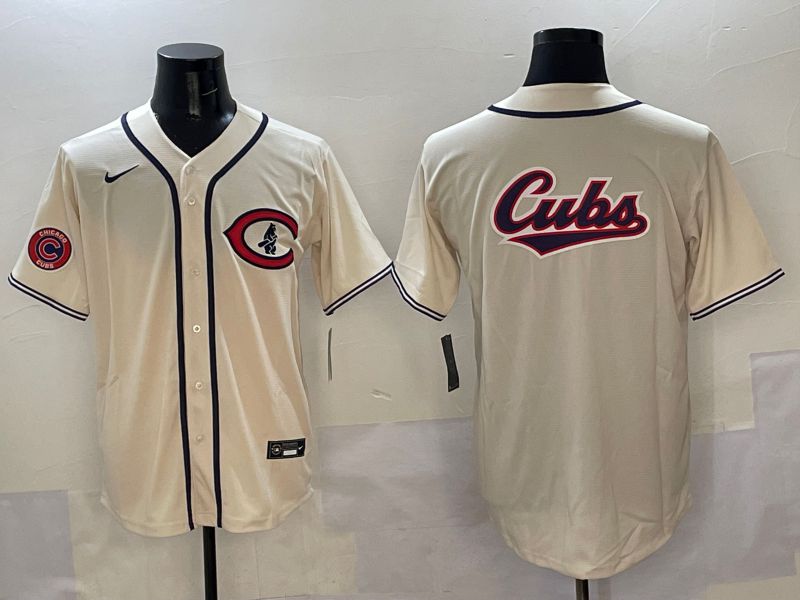 Men Chicago Cubs Blank Cream Throwback 2025 Nike MLB Jersey style 6->chicago cubs->MLB Jersey
